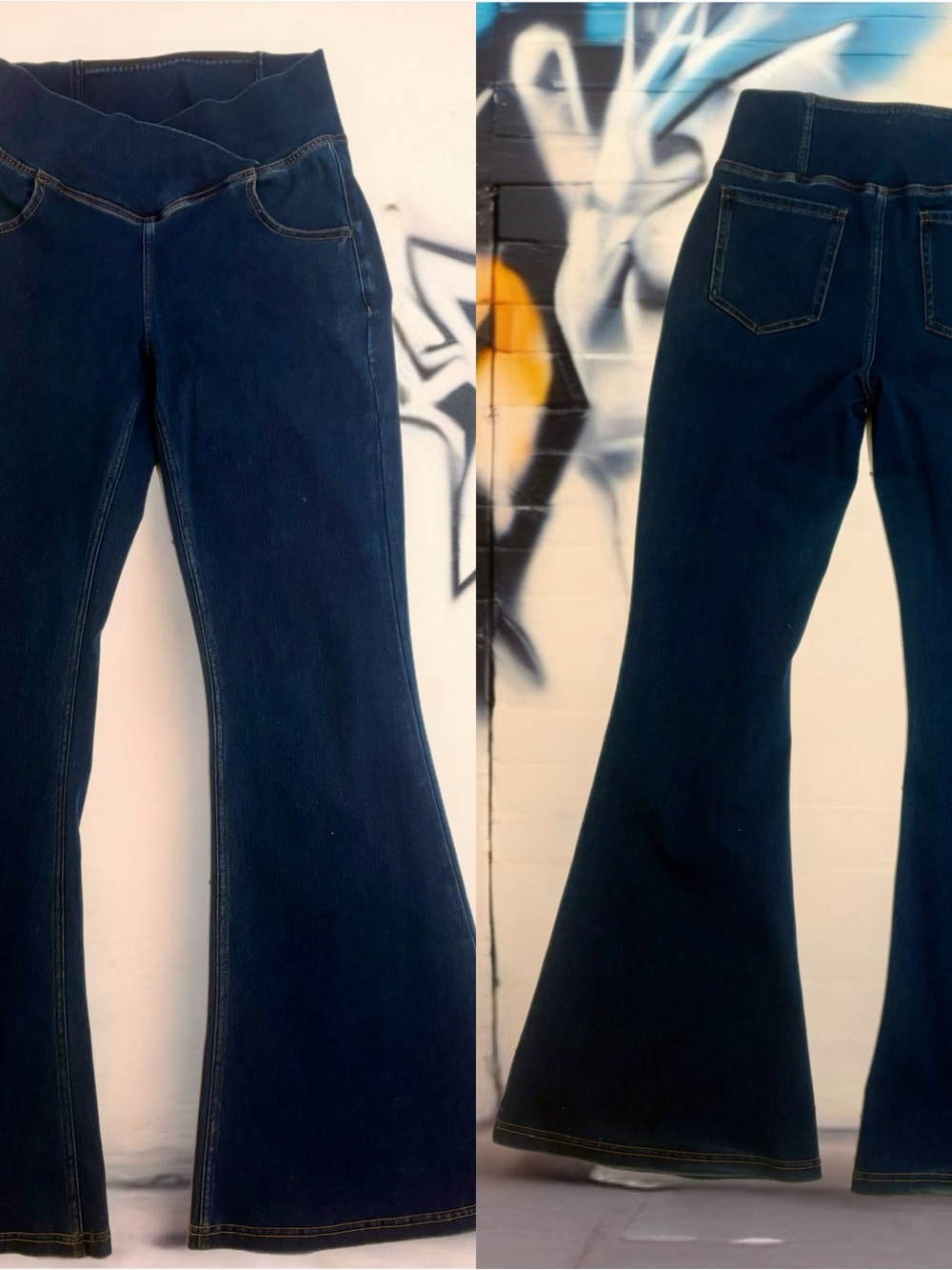 HALARA Dark Blue High-Rise Flare Jeans